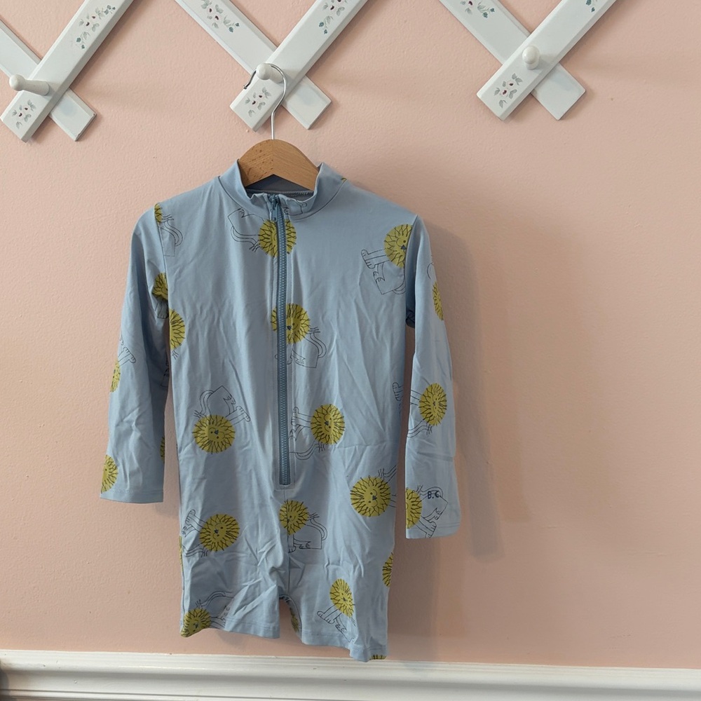 Bobo Choses Swimsuit romper Light Blue with Lion AOP size 4T